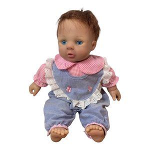 Baby So Real Girl Doll Short Brown Red Hair Dressed 13" 2007 IRWIN TOY Blue Eyes